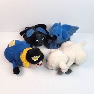 Plush Creations Lot Glove Hand Puppets Blue Bird, Clown, Sheep & Butterfly